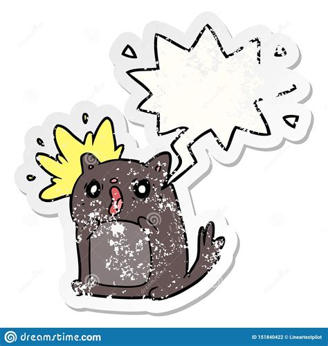 A Creative Cartoon Shocked Cat Amazed And Speech Bubble Distressed