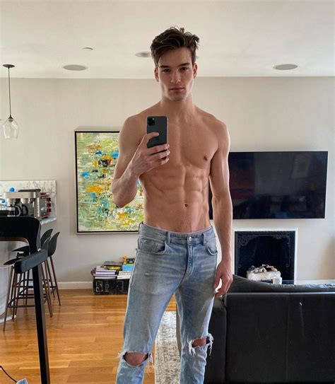 fit shirtless slim guys mason mckenrick twink bottom male model abs jawline selfie ripped jeans