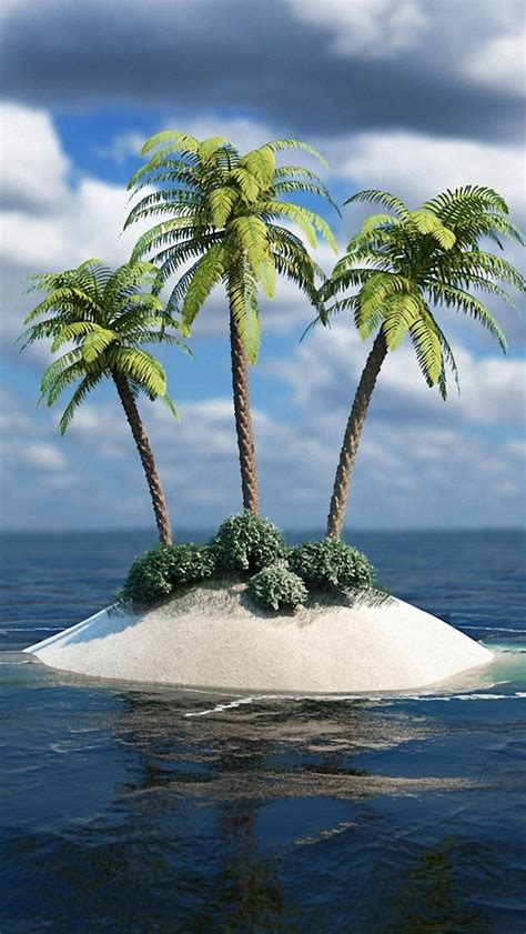 Three Palm Trees Island Iphone X 876543gs Wallpaper Download