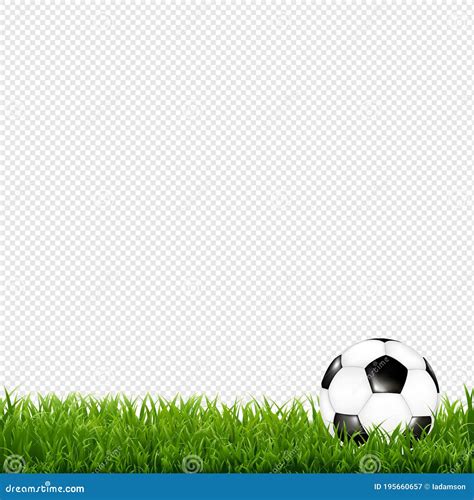 Soccer Ball With Grass Border Transparent Background Stock Vector