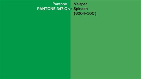 Pantone 347 C Vs Valspar Spinach 6004 10c Side By Side Comparison