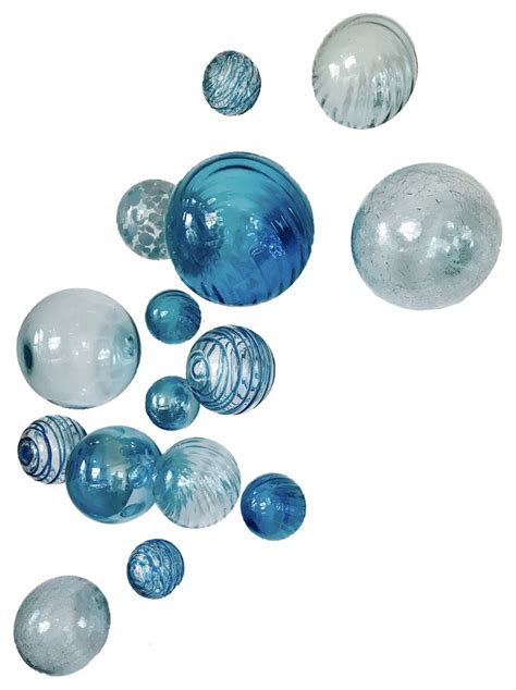 Wall Spheres Aqua And Sky ~ Set Of 15 Contemporary Wall Accents