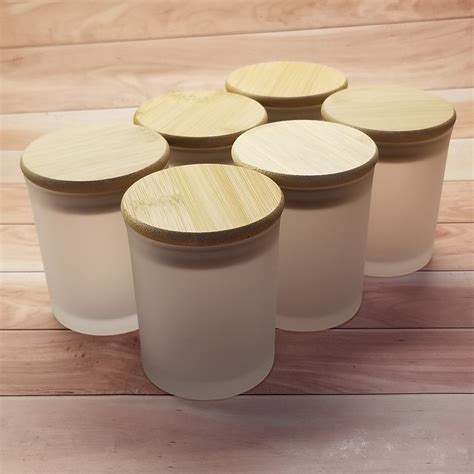 6 Pack Frosted Glass Candle Jars 6 Oz Etsy