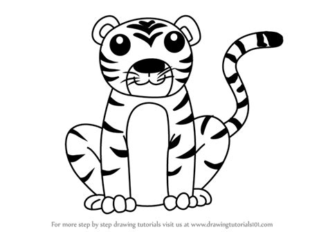 Draw a circle for the head and an oval just below the circle for the body. Learn How to Draw a Cartoon Tiger Cub (Cartoon Animals ...