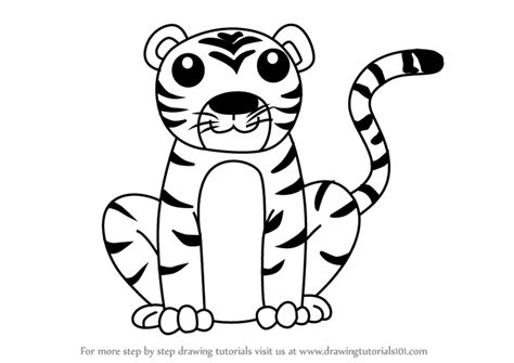 Tiger drawing, finished with marker and crayons. Learn How to Draw a Cartoon Tiger Cub (Cartoon Animals ...
