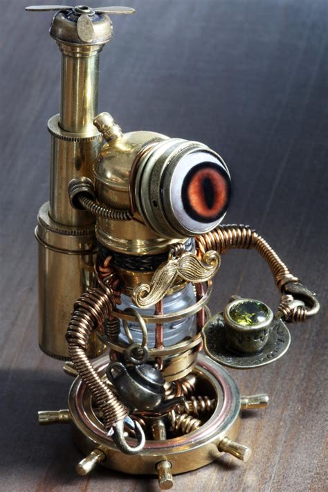 Steampunk Mustache Robot Drinking Tea By Catherinetterings