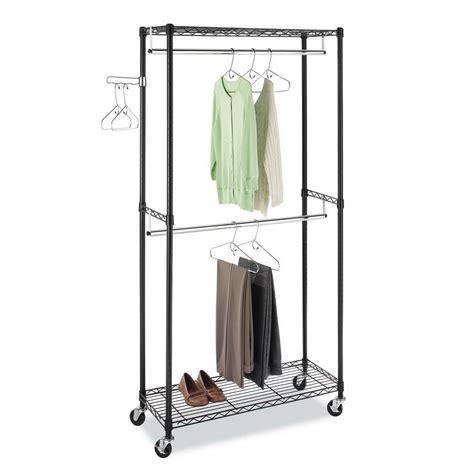 Kepooman 3 Shelves Wire Shelving Clothing Rolling Rack With Wheels And