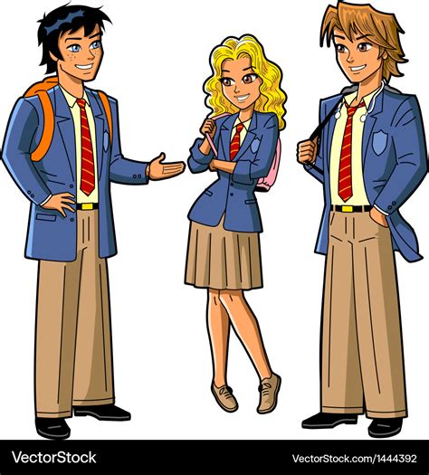 Students In School Uniforms Royalty Free Vector Image