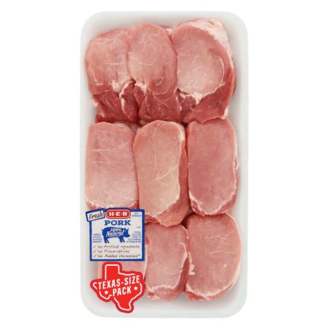 H E B Boneless Ribeye Pork Chops Extra Thick Cut Texas Size Pack