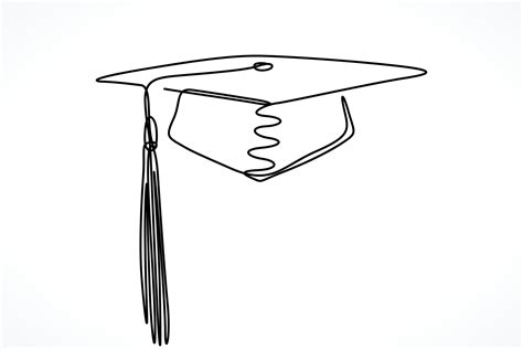 Single Continuous Line Drawing Of Graduation Hat 16623247 Vector Art At