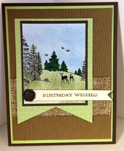Wildlife Birthday Wishes Card Deer Evergreens Birds