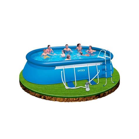 Intex Oval Framed Inflatable Pool Package 18ft X 10ft X 42