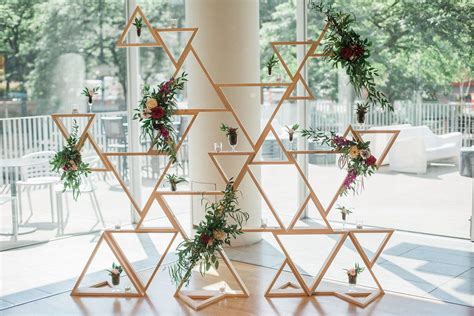 Ceremony Backdrop Geometric Backdrop Floral Swags Modern Wedding