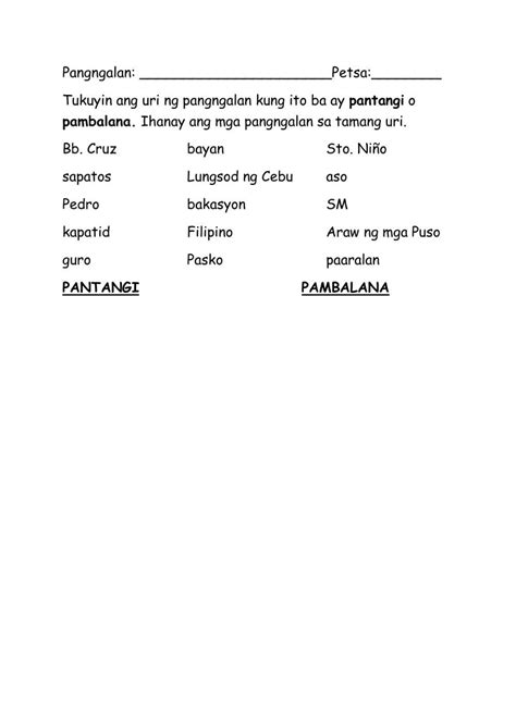 Pantangi At Pambalana Exercise Live Worksheets