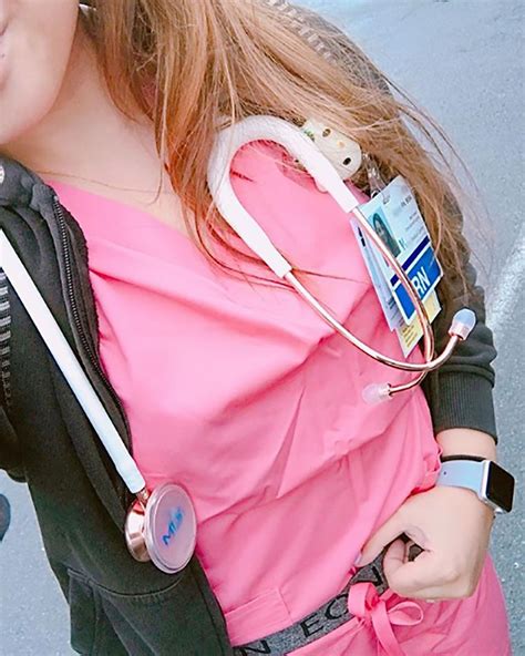 rn withlove ri showed off her spring vibes with our eon waistband scrubs in strawberry pink