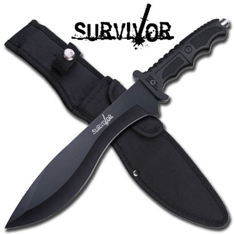 Survivor Tactical Combat Hunting Knife Kukri Blade Glass Breaker 15in