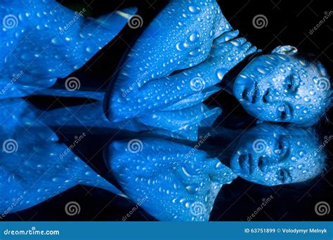 The Body Of Woman With Blue Pattern And Its Stock Image Image Of Face