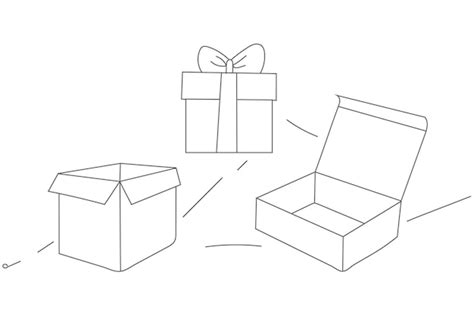 Premium Vector Set Of Cardboard Boxes Line Art Vector Illustration