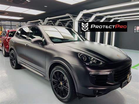 Porsche Cayenne Car Wrap Titanium Grey Matte Electro Metallic Vinyl