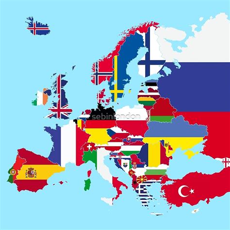 Europe Map Flags By Sebinlondon Redbubble