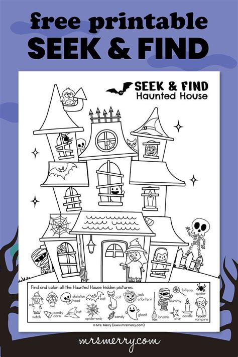 Hidden Objects Haunted House Printable Halloween Worksheets Halloween
