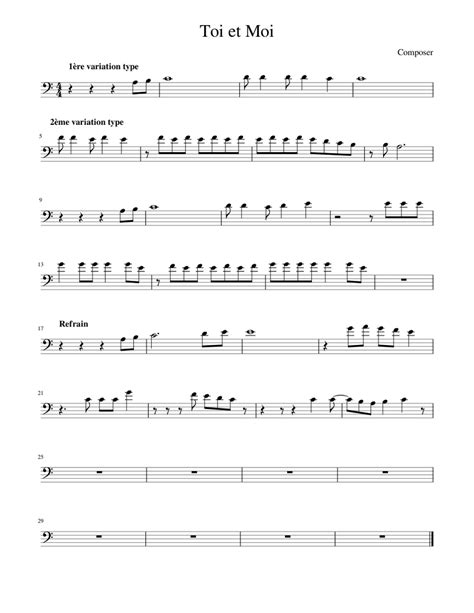 Toi et moi - Tryo (Cello) Sheet music for Piano | Download free in PDF