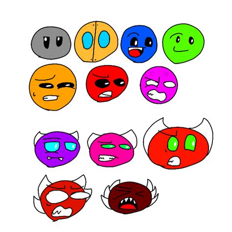 I Decided To Draw The Gd Difficulty Faces Rgeometrydash