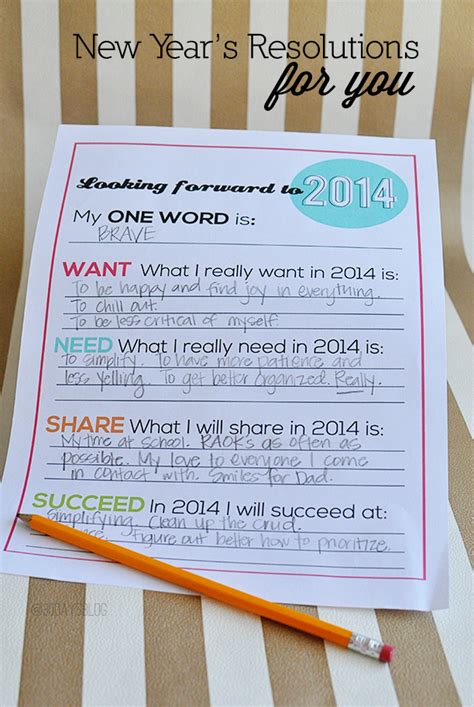 Printable New Years Resolutions For You
