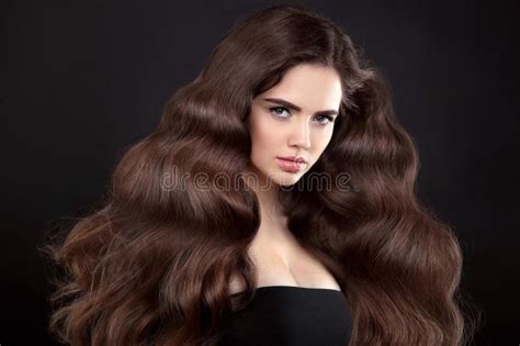 Beauty Hair Brunette Girl With Long Shiny Wavy Hair Beautiful Stock