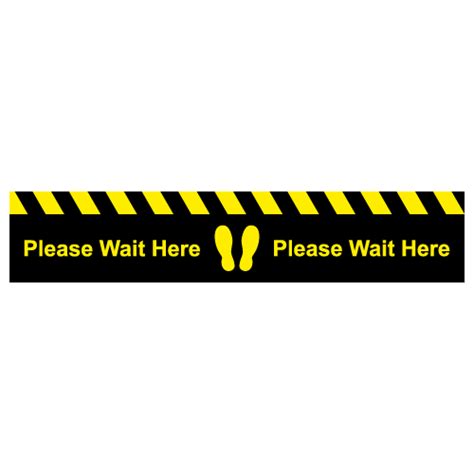 Please Wait Here Line Floor Sticker