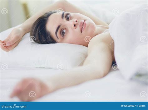 Pretty Woman Lying Down On Her Bed At Home Stock Image Image Of Adult