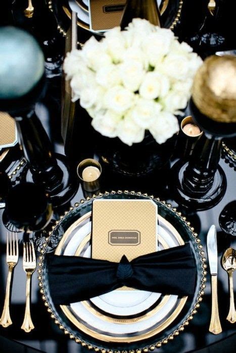 Black Gold Wedding Table Settings Wedding Table Gatsby Wedding