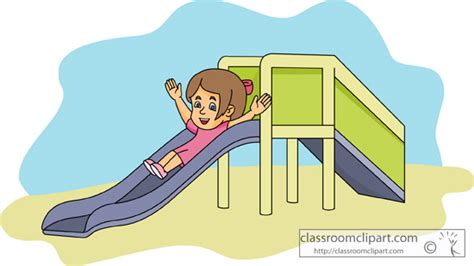 Recreation Clipart Girl Going Down Playground Slide