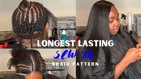 Deep Side Part Sew In Braid Pattern Sew In With Leave Out Nadasha B