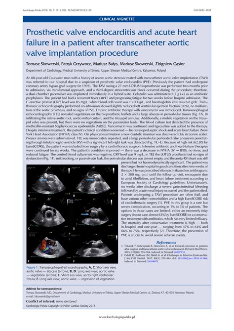 Pdf Prosthetic Valve Endocarditis And Acute Heart Failure In A