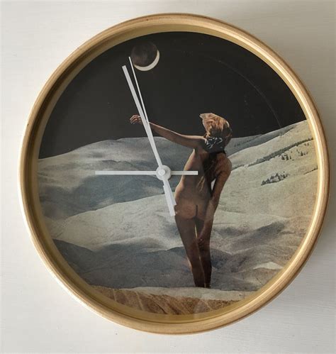 Naked Woman Butt Image Wooden Frame Clock Wall Clock Nude Moon Battery