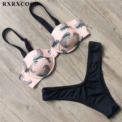 Buy Rxrxcoco Bikini 2018 Hot Sexy Thong Bikinis Women Swimsuit Push Up Bandeau