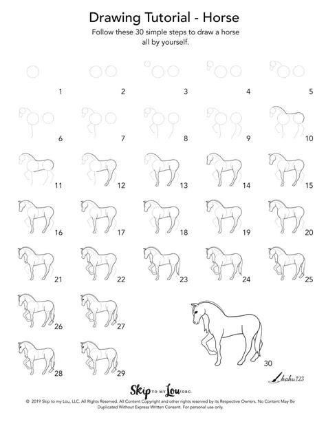 How To Draw A Horse Step By Step With Printable Guide Skip To My Lou