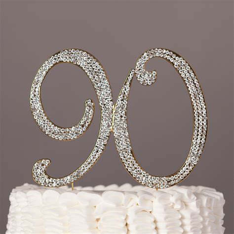 90 Cake Topper Gold 90th Birthday Party Decorations 90th Birthday