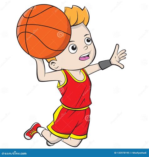 Cartoon Boy Playing Basketball 135978195
