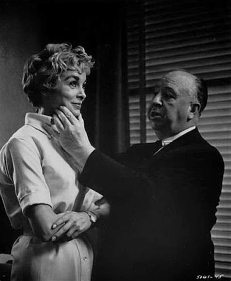 Alfred Hitchcock And Janet Leigh In Set Of Psycho Alfred Hitchcock