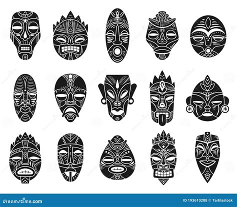Idol Mask Black Silhouette Ritual Totem Tribal God Tiki Ancient Indian