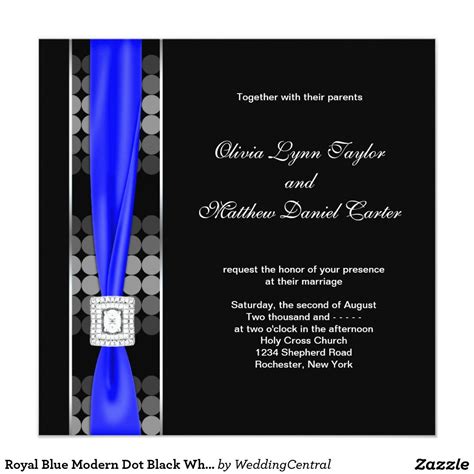 You can even guarantee that rsvp by designing your own blue wedding invitations. Royal Blue Modern Dot Black White Wedding Invitation ...