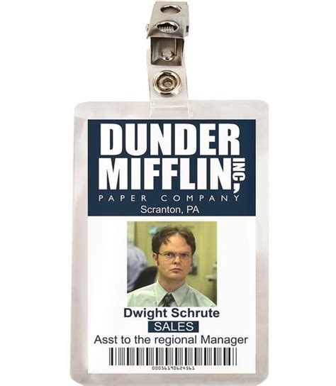 The Office Dwight Schrute Dunder Mifflin Id Badge Cosplay Etsy The Office Dwight Mifflin
