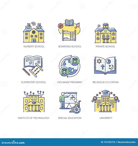 Academic Education Rgb Color Icons Set Stock Vector Illustration Of