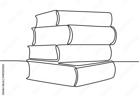 Vecteur Stock One Line Drawing Of Pile Of Books Stack Of Book On Desk