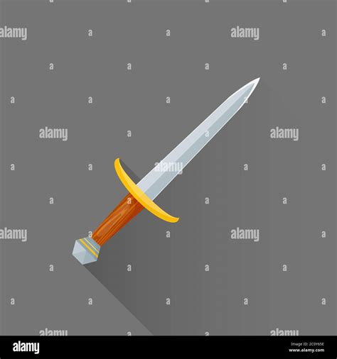 Vector Flat Style Medieval Battle Dagger Illustration Icon Stock Photo