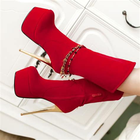 Hot Red High Heels Platform Fashion Boots On Luulla
