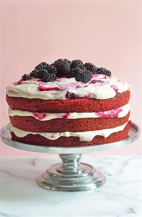 Red Velvet Cake With Blackberry Cream Cheese Whipped Frosting Recipes