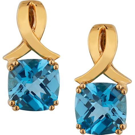 10k Yellow Gold Swiss Blue Topaz Earrings Atg Archive Shop The Exchange